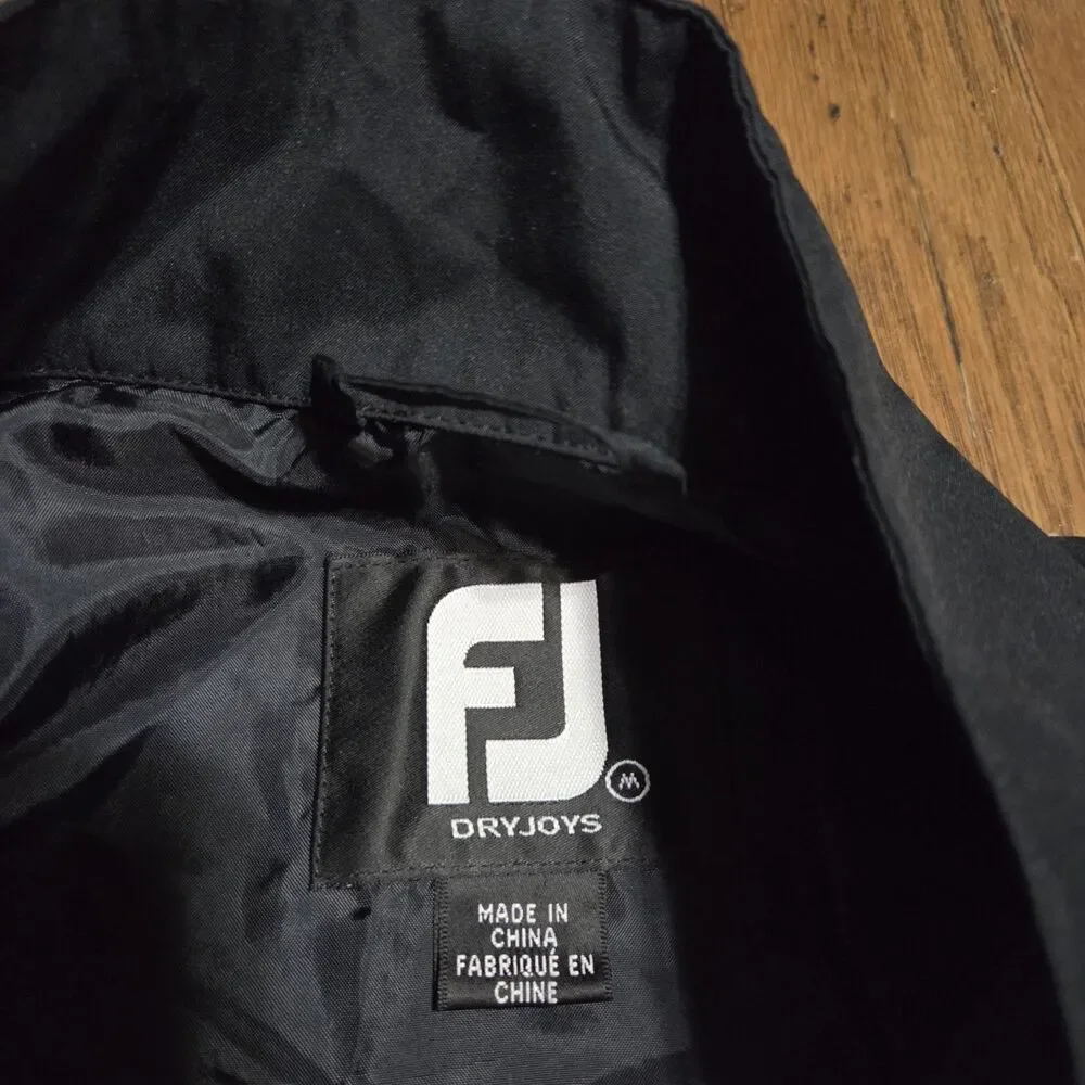 FootJoy DryJoys Windbreaker Jacket Mens M Black Golf Performance Full Zip
